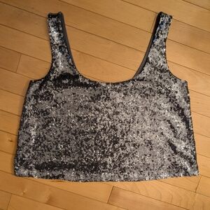 Guess Sequin Front Crop Tank Top